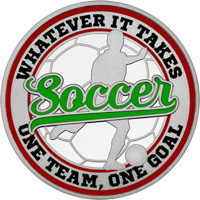 Green "Soccer" with Maroon Outer Circular Borders